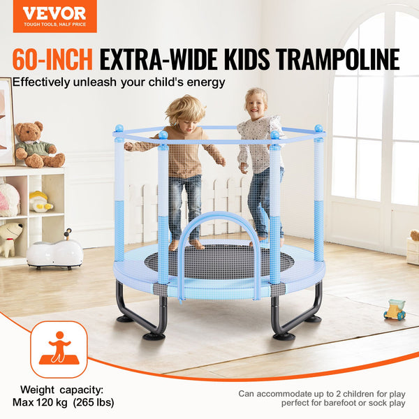 60in Kids Trampoline, 5FT Indoor Outdoor Trampoline, Mini Toddler