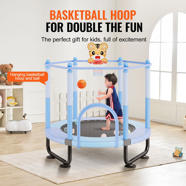 60in Kids Trampoline, 5FT Indoor Outdoor Trampoline, Mini Toddler
