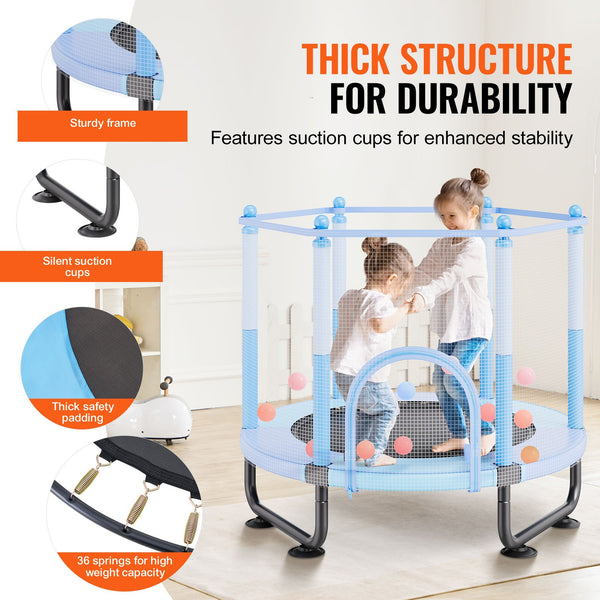 60in Kids Trampoline, 5FT Indoor Outdoor Trampoline, Mini Toddler