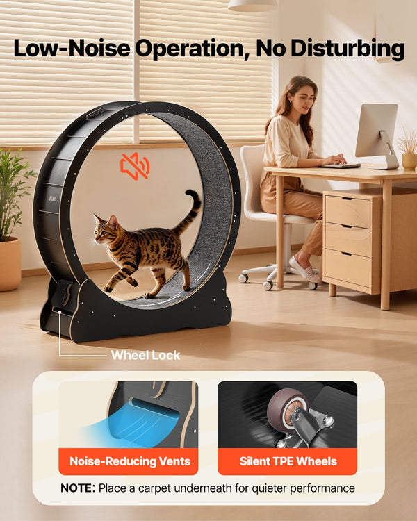 Cat Exercise Wheel, 120 cm Wooden Cat Running Wheel for Indoor Cats up
